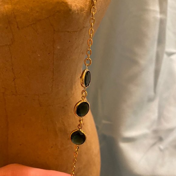 J Crew Gold Blue Crystal Necklace - Picture 6 of 13